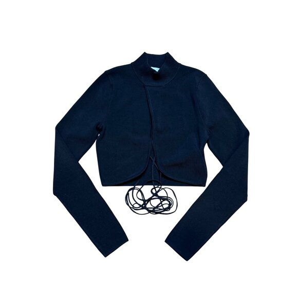 ASTR the Label Raven Strappy Cutout Sweater Womens S Black Mock Neck Lace Up - Picture 3 of 11